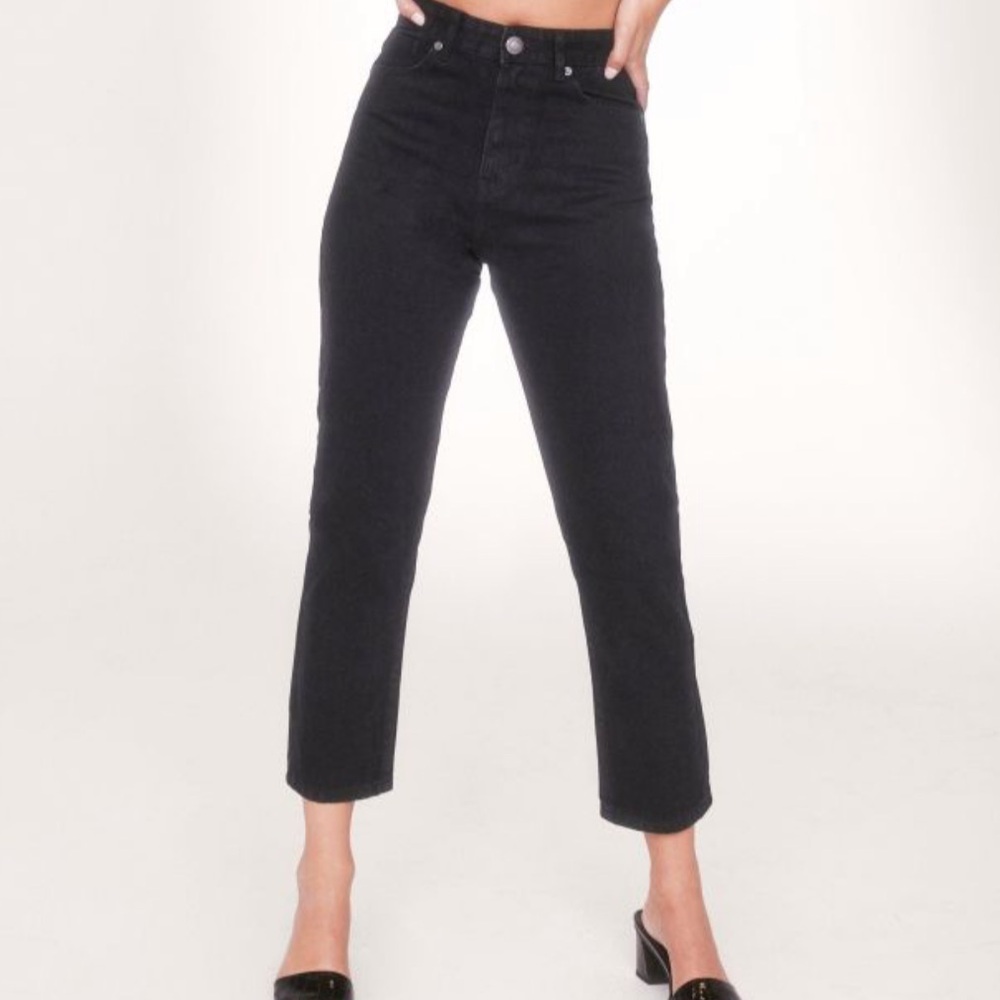 Nasty Gal organic denim high waist Mom jeans Black Straight Leg US2 - Picture 1 of 6